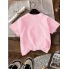 image:imageGirls Graphic Tee Shirt Short Sleeve Round Neck Preppy Casual Trendy Cute Summer TopsGraphic Pink