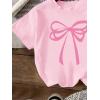 image:imageGirls Graphic Tee Shirt Short Sleeve Round Neck Preppy Casual Trendy Cute Summer TopsGraphic Pink