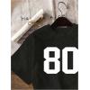 image:imageGirls Graphic Tee Shirt Short Sleeve Round Neck Preppy Casual Trendy Cute Summer TopsNumber Graphic Black