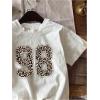 image:imageGirls Graphic Tee Shirt Short Sleeve Round Neck Preppy Casual Trendy Cute Summer TopsWhite Cheetah