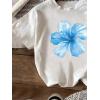 image:imageGirls Graphic Tee Shirt Short Sleeve Round Neck Preppy Casual Trendy Cute Summer TopsWhite and Blue