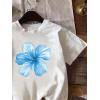 image:imageGirls Graphic Tee Shirt Short Sleeve Round Neck Preppy Casual Trendy Cute Summer TopsWhite and Blue