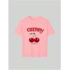 image:imageGirls Graphic Tees Short Sleeve Crewneck T Shirts Casual Summer Tops Cute Preppy ClothesCherry Pink