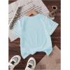 image:imageGirls Jersey Shirts Color Block Number Graphic Tees Short Sleeve Crew Neck Sports T ShirtLight Blue