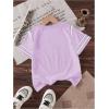 image:imageGirls Jersey Shirts Color Block Number Graphic Tees Short Sleeve Crew Neck Sports T ShirtMauve Purple