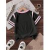 image:imageGirls Jersey Shirts Color Block Number Graphic Tees Short Sleeve Crew Neck Sports T ShirtPink and Black