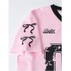 image:imageGirls Jersey Shirts Number Graphic Tees V Neck Short Sleeve Summer T Shirts Gameday OutfitsPink