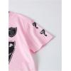 image:imageGirls Jersey Shirts Number Graphic Tees V Neck Short Sleeve Summer T Shirts Gameday OutfitsPink