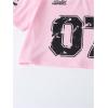 image:imageGirls Jersey Shirts Number Graphic Tees V Neck Short Sleeve Summer T Shirts Gameday OutfitsPink