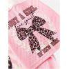 image:imageGirls Leopard Bows Graphic Tees Oversized Y2K Jersey Mesh Color Block Short Sleeve V Neck T ShirtPink
