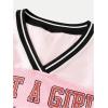 image:imageGirls Leopard Bows Graphic Tees Oversized Y2K Jersey Mesh Color Block Short Sleeve V Neck T ShirtPink