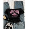 image:imageGirls Off The Shoulder Letter Graphic Tees Short Sleeve Ruched Bowknot T Shirts Cute Crop TopsBlack and Pink