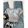 image:imageGirls Off The Shoulder Letter Graphic Tees Short Sleeve Ruched Bowknot T Shirts Cute Crop TopsGrey