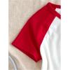image:imageGirls Star Patchwork Color Block Crop Tops Short Sleeve Crew Neck Ribbed T ShirtsRed