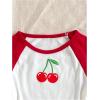 image:imageGirls Star Patchwork Color Block Crop Tops Short Sleeve Crew Neck Ribbed T ShirtsRed