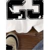 image:imageGirls Y2K Letter Bow Graphic Tee Shirt Crewneck Short Sleeve Cute Going Out TopsBlack and White