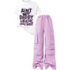 image:imageGirls 2 Piece Summer Outfits Number Graphic Short Sleeve Jersey Shirt and Cargo Pants Sets TrendyPurple