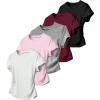image:imageGirls 5 Packs T Shirts Short Sleeve Ruched Tee Tops Summer Fitted Crewneck Basic TopWhite Pink Grey Black Red