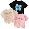 image:imageGirls Bow Cherry Graphic Tees Short Sleeve Crewneck Cute T Shirts Tops for Teens Summer TopsBlack Beige Pink