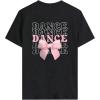 image:imageGirls Bowknot Letter Graphic Tee Round Neck Short Sleeve Cute Tops Loose T ShirtBow Black