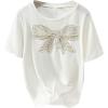 image:imageGirls Bowknot Pearl Sequin Tops Crew Neck Short Sleeve Casual Summer T Shirts Cute Clothes TrendyWhite
