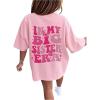 image:imageGirls Cute Letter Graphic Short Sleeve T Shirt Crewneck Drop Shoulder Going Out Top