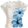 image:imageGirls Floral Graphic Crop Tops Tees Short Sleeve Crewneck Cute Slim Fit T Shirt Summer TopsWhite and Blue