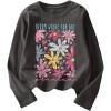 image:imageGirls Floral Graphic Tees Crew Neck Long Sleeve T Shirts Streetwear Tops Fall OutfitsDark Grey