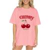 image:imageGirls Graphic Tees Short Sleeve Crewneck T Shirts Casual Summer Tops Cute Preppy ClothesCherry Pink