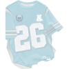 image:imageGirls Jersey Shirts Color Block Number Graphic Tees Short Sleeve Crew Neck Sports T ShirtLight Blue