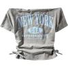 image:imageGirls Off The Shoulder Letter Graphic Tees Short Sleeve Ruched Bowknot T Shirts Cute Crop TopsGrey