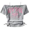 image:imageGirls Off The Shoulder Letter Graphic Tees Short Sleeve Ruched Bowknot T Shirts Cute Crop TopsLight Grey