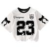 image:imageGirls Y2K Letter Bow Graphic Tee Shirt Crewneck Short Sleeve Cute Going Out TopsBlack and White