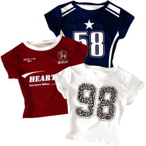 image:imageGirls 3 Packs Graphic Tees Vacation Hibiscus Top Crewneck Short Sleeve Cute Tops Summer Slim Fit T ShirtMulticolor Black