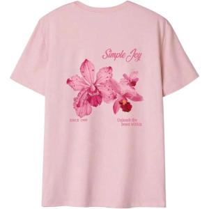 image:imageGirls Bowknot Letter Graphic Tee Round Neck Short Sleeve Cute Tops Loose T ShirtPink