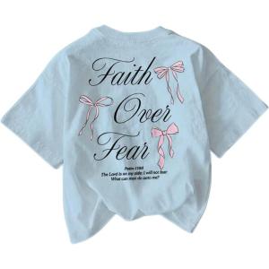 image:imageGirls Bowknot Letter Graphic Tshirt Short Sleeve Crew Neck Cute Summer Tee TopsLight Blue