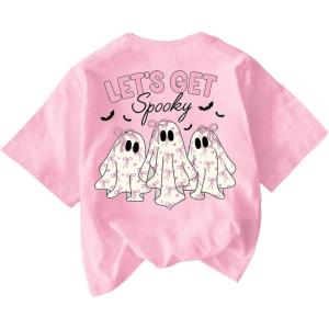 image:imageGirls Bowknot Letter Graphic Tshirt Short Sleeve Crew Neck Cute Summer Tee TopsLight Pink