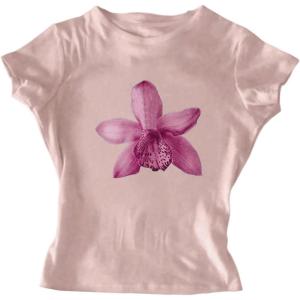 image:imageGirls Floral Graphic Crop Tops Tees Short Sleeve Crewneck Cute Slim Fit T Shirt Summer TopsLight Pink