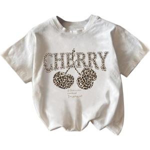 image:imageGirls Graphic Tee Shirt Short Sleeve Round Neck Preppy Casual Trendy Cute Summer TopsGraphic Letter White