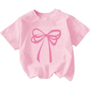 image:imageGirls Graphic Tee Shirt Short Sleeve Round Neck Preppy Casual Trendy Cute Summer TopsGraphic Pink
