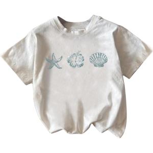 image:imageGirls Graphic Tee Shirt Short Sleeve Round Neck Preppy Casual Trendy Cute Summer TopsShell White