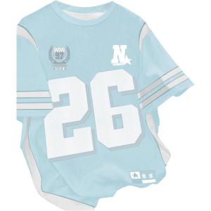 image:imageGirls Jersey Shirts Color Block Number Graphic Tees Short Sleeve Crew Neck Sports T ShirtLight Blue