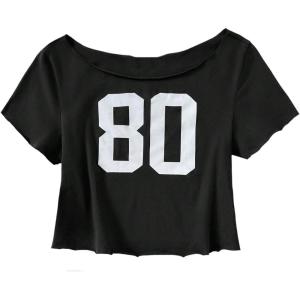 image:imageGirls Number Graphic Tees Y2k Short Sleeve Scoop Neck Summer Crop T ShirtsBlack
