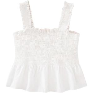 image:imageGirls Shirred Frill Flared Tank Top Sleeveless Slim Fit Summer Crop TopsWhite
