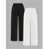 image:image2 Pack Girls Sweatpants Wide Leg Elastic Waist Pants with Pockets Baggy Joggers Track Pants TrendyBlack and White