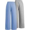 image:image2 Pack Girls Sweatpants Wide Leg Elastic Waist Pants with Pockets Baggy Joggers Track Pants TrendyBlue