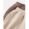 image:image2 Pack Girls Sweatpants Wide Leg Elastic Waist Pants with Pockets Baggy Joggers Track Pants TrendyKhaki Brown