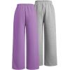 image:image2 Pack Girls Sweatpants Wide Leg Elastic Waist Pants with Pockets Baggy Joggers Track Pants TrendyMulticolor Grey