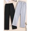 image:image2 Pack Girls Sweatpants Wide Leg Elastic Waist Pants with Pockets Baggy Joggers Track Pants TrendyMulticolored