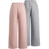 image:image2 Pack Girls Sweatpants Wide Leg Elastic Waist Pants with Pockets Baggy Joggers Track Pants TrendyPink and Grey